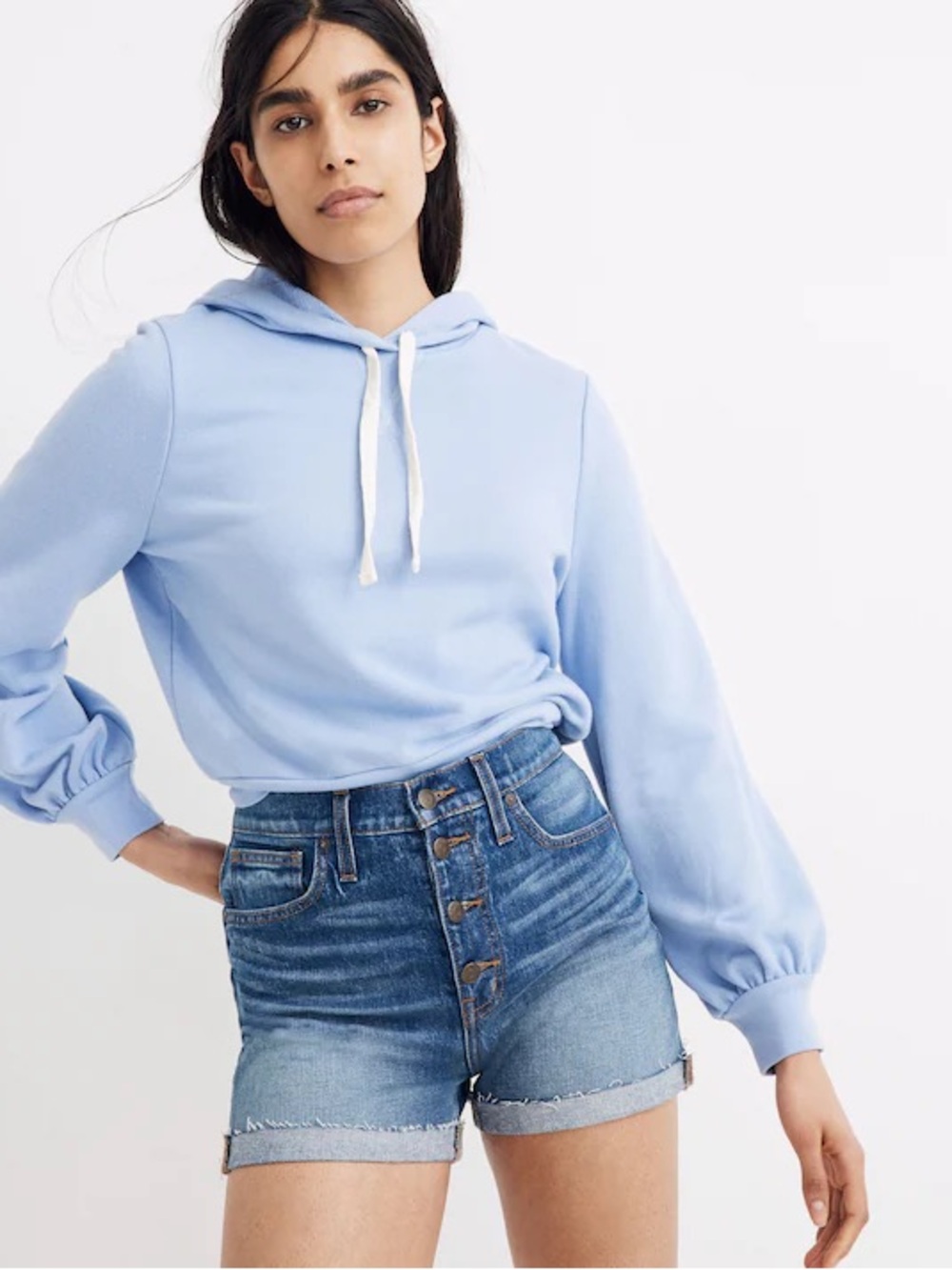 Madewell High Rise Denim Shorts in Burke Wash Button Fly 29
